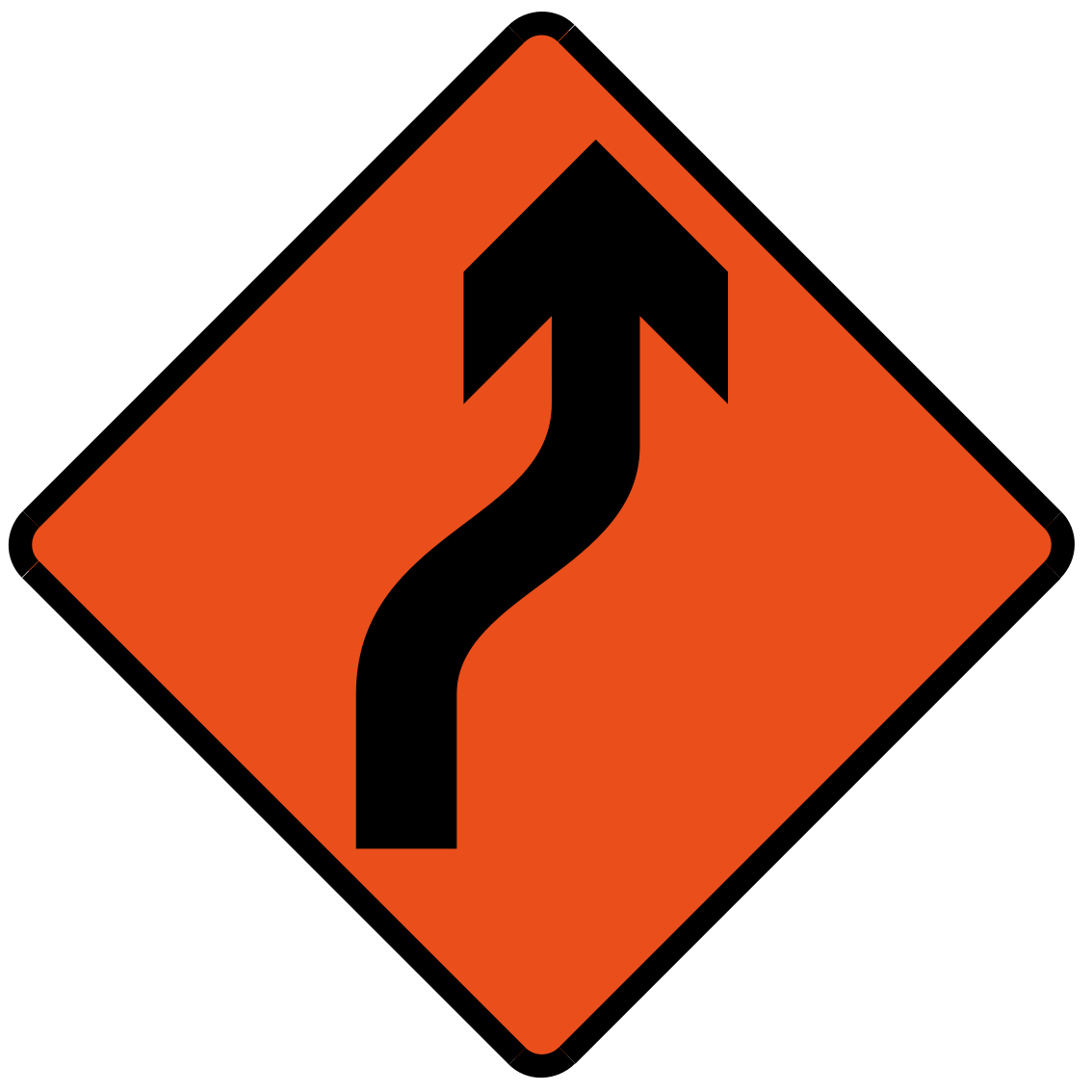 Bend to right (Left if symbol is reversed)